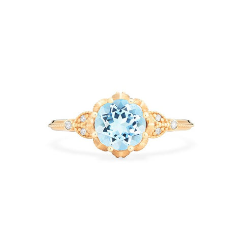 [Evanthe] Vintage Floral Engagement Ring in Aquamarine Women's Ring michelliafinejewelry   