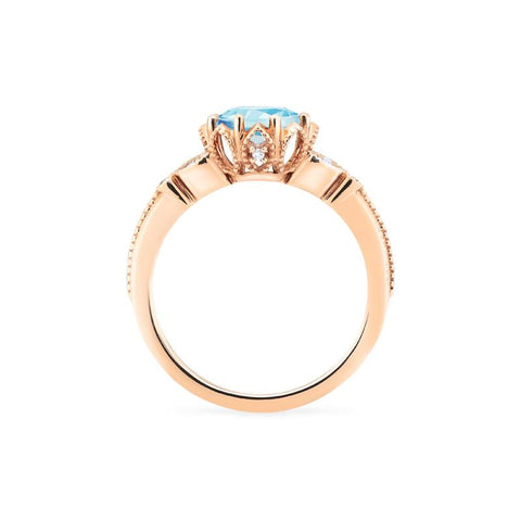 [Evanthe] Vintage Floral Engagement Ring in Aquamarine Women's Ring michelliafinejewelry   