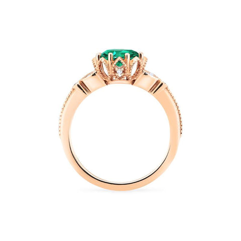 [Evanthe] Vintage Floral Engagement Ring in Emerald Women's Ring michelliafinejewelry   