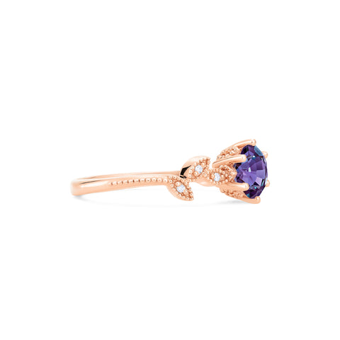 [Dahlia] Petite Floral Engagement Ring in Lab Alexandrite Women's Ring michelliafinejewelry   