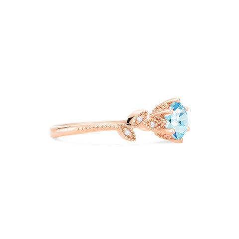 [Dahlia] Petite Floral Engagement Ring in Aquamarine Women's Ring michelliafinejewelry   