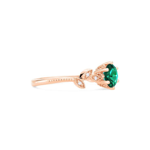[Dahlia] Petite Floral Engagement Ring in Emerald Women's Ring michelliafinejewelry   
