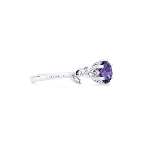 [Dahlia] Petite Floral Engagement Ring in Lab Alexandrite Women's Ring michelliafinejewelry   