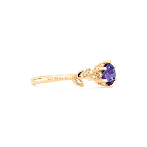 [Dahlia] Petite Floral Engagement Ring in Lab Alexandrite Women's Ring michelliafinejewelry   