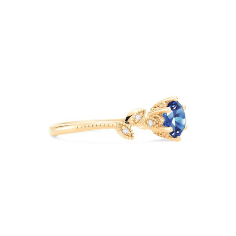 [Dahlia] Petite Floral Engagement Ring in Blue Sapphire Women's Ring michelliafinejewelry   