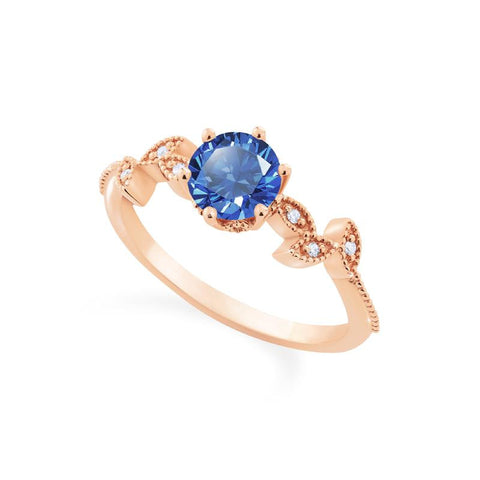 [Dahlia] Petite Floral Engagement Ring in Blue Sapphire Women's Ring michelliafinejewelry   
