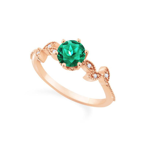 [Dahlia] Petite Floral Engagement Ring in Emerald Women's Ring michelliafinejewelry   