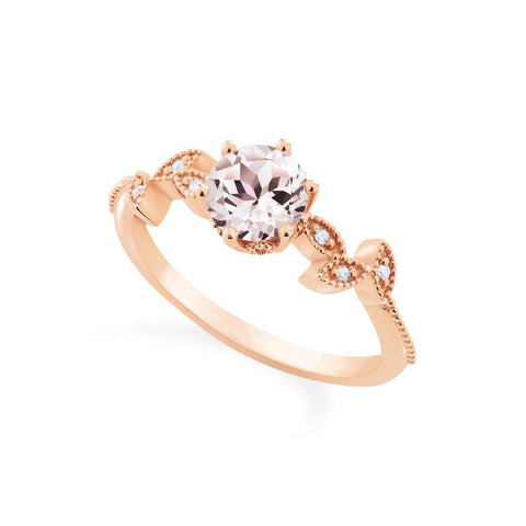 [Dahlia] Petite Floral Engagement Ring in Morganite Women's Ring michelliafinejewelry   