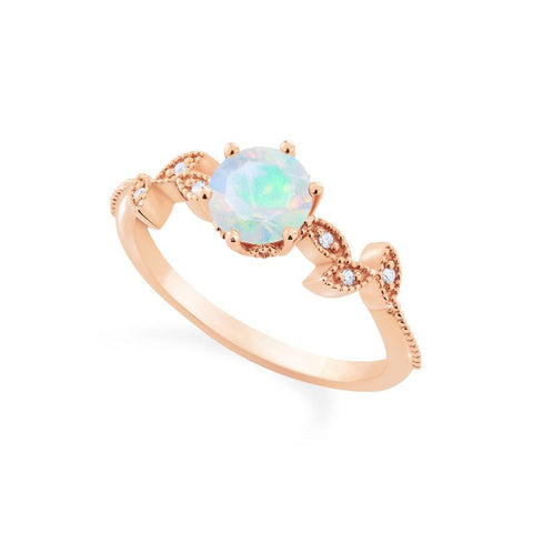 [Dahlia] Petite Floral Engagement Ring in Opal Women's Ring michelliafinejewelry   