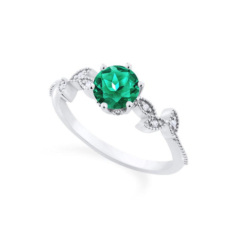 [Dahlia] Petite Floral Engagement Ring in Emerald Women's Ring michelliafinejewelry   