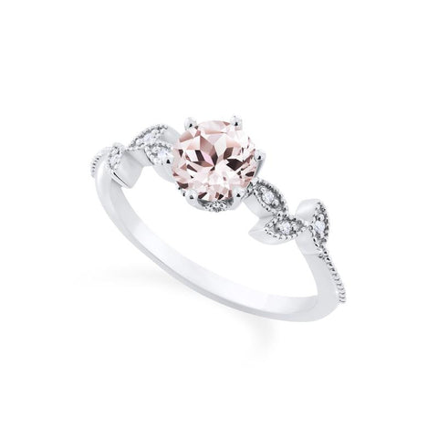 [Dahlia] Petite Floral Engagement Ring in Morganite Women's Ring michelliafinejewelry   