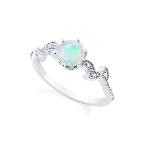 [Dahlia] Petite Floral Engagement Ring in Opal Women's Ring michelliafinejewelry   