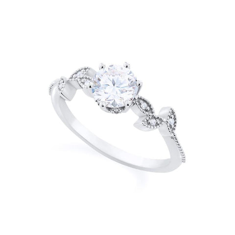 [Dahlia] Petite Floral Engagement Ring in Diamond / Moissanite Women's Ring michelliafinejewelry   