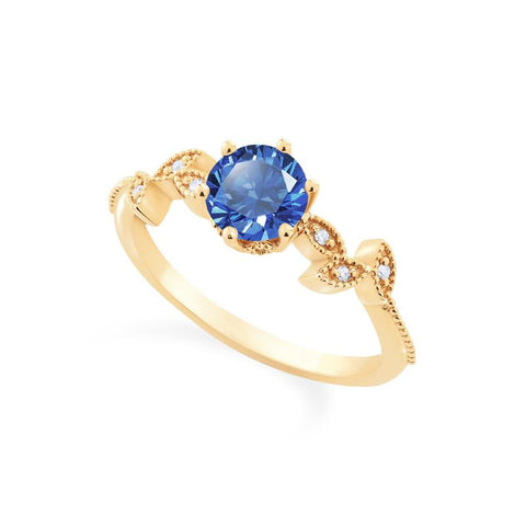 [Dahlia] Petite Floral Engagement Ring in Blue Sapphire Women's Ring michelliafinejewelry   