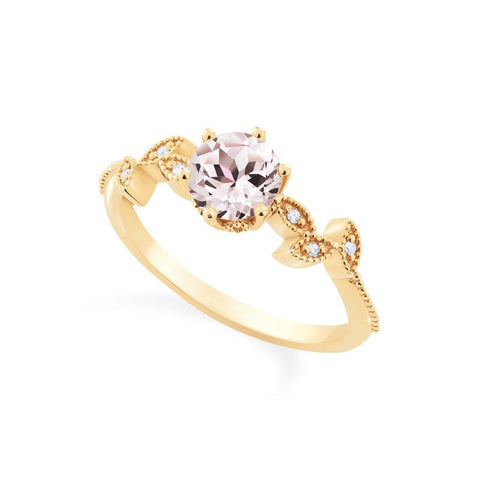 [Dahlia] Petite Floral Engagement Ring in Morganite Women's Ring michelliafinejewelry   