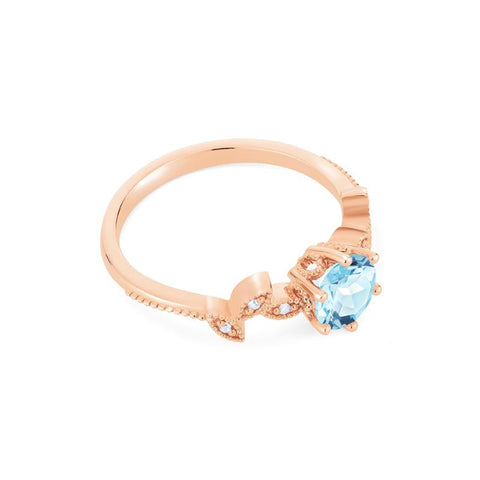 [Dahlia] Petite Floral Engagement Ring in Aquamarine Women's Ring michelliafinejewelry   