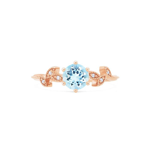 [Dahlia] Petite Floral Engagement Ring in Aquamarine Women's Ring michelliafinejewelry   