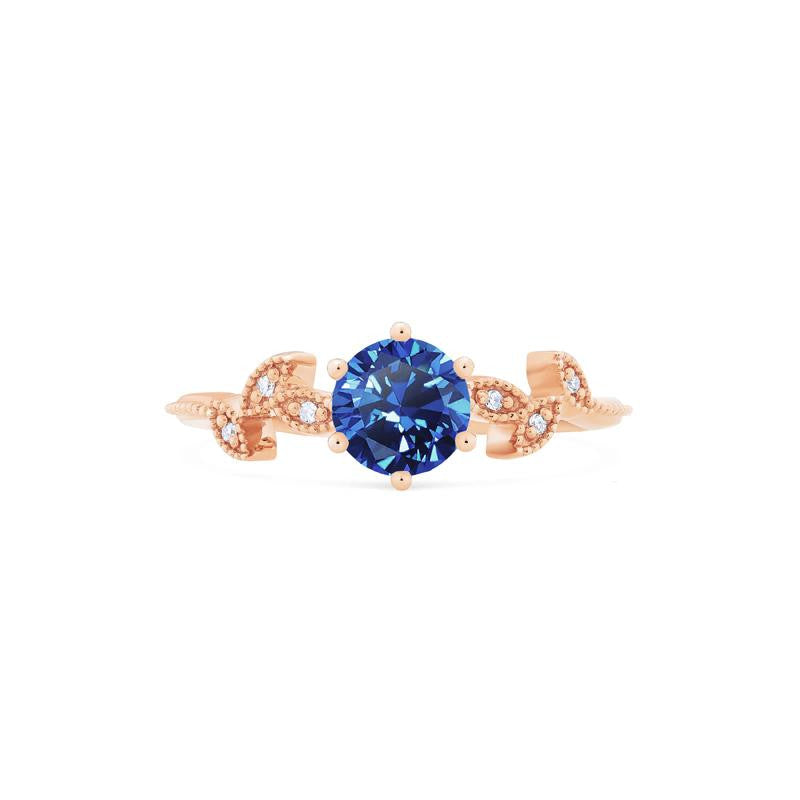 [Dahlia] Petite Floral Ring in Lab Blue Sapphire Women's Ring michelliafinejewelry   
