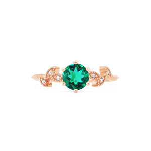 [Dahlia] Petite Floral Ring in Lab Emerald Women's Ring michelliafinejewelry   