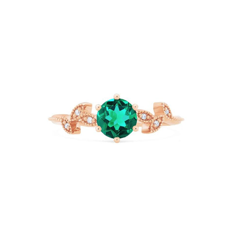 [Dahlia] Petite Floral Engagement Ring in Emerald Women's Ring michelliafinejewelry   