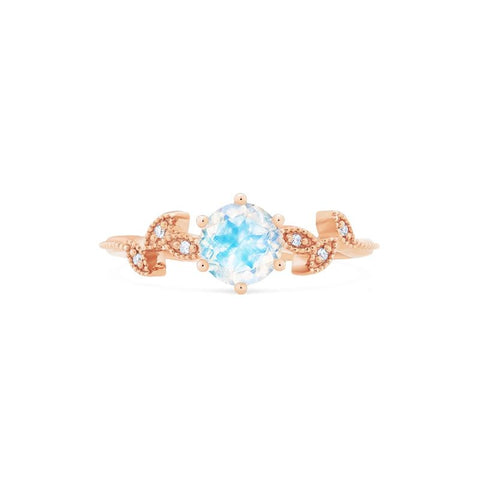 [Dahlia] Petite Floral Engagement Ring in Moonstone Women's Ring michelliafinejewelry   