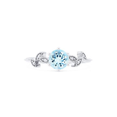 [Dahlia] Petite Floral Engagement Ring in Aquamarine Women's Ring michelliafinejewelry   