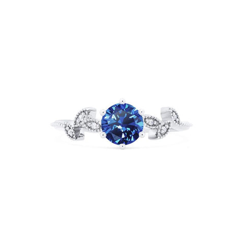 [Dahlia] Petite Floral Engagement Ring in Blue Sapphire Women's Ring michelliafinejewelry   