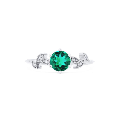 [Dahlia] Petite Floral Engagement Ring in Emerald Women's Ring michelliafinejewelry   