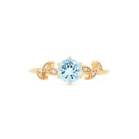 [Dahlia] Petite Floral Engagement Ring in Aquamarine Women's Ring michelliafinejewelry   
