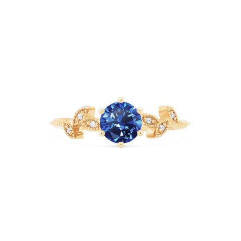 [Dahlia] Petite Floral Engagement Ring in Blue Sapphire Women's Ring michelliafinejewelry   
