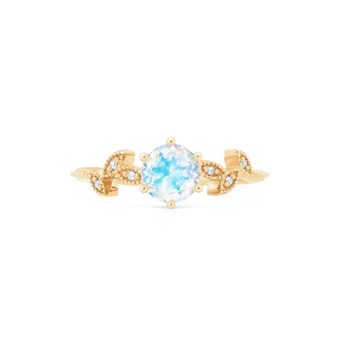 [Dahlia] Petite Floral Engagement Ring in Moonstone Women's Ring michelliafinejewelry   