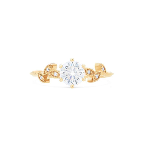 [Dahlia] Petite Floral Engagement Ring in Diamond / Moissanite Women's Ring michelliafinejewelry   