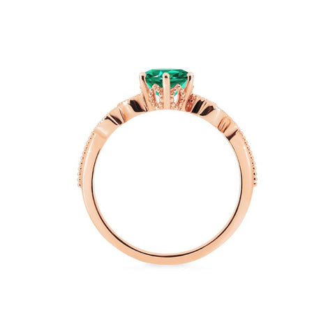 [Dahlia] Petite Floral Engagement Ring in Emerald Women's Ring michelliafinejewelry   