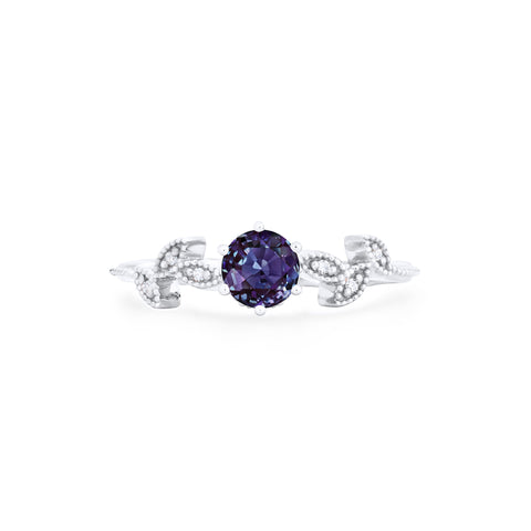 [Dahlia] Petite Floral Engagement Ring in Lab Alexandrite Women's Ring michelliafinejewelry   