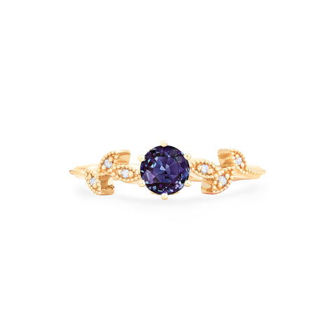 [Dahlia] Petite Floral Engagement Ring in Lab Alexandrite Women's Ring michelliafinejewelry   