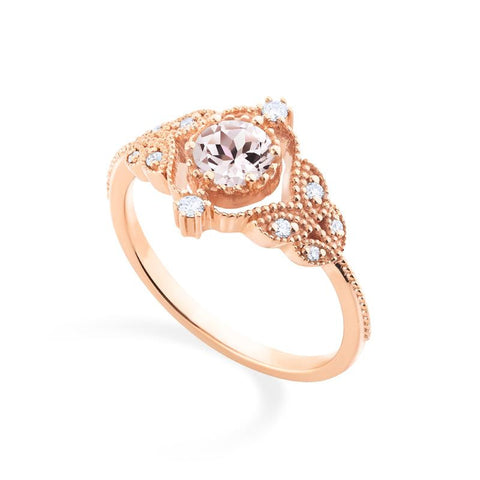 [Adeline] Vintage Rose Ring in Morganite Women's Ring michelliafinejewelry   