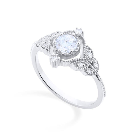 [Adeline] Vintage Rose Engagement Ring in Diamond / Moissanite Women's Ring michelliafinejewelry   