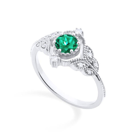 [Adeline] Vintage Rose Ring in Lab Emerald Women's Ring michelliafinejewelry   