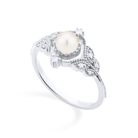 [Adeline] Vintage Rose Ring in Akoya Pearl Women's Ring michelliafinejewelry   