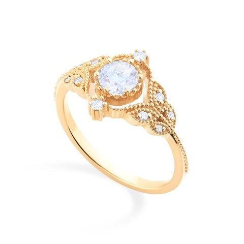 [Adeline] Vintage Rose Engagement Ring in Diamond / Moissanite Women's Ring michelliafinejewelry   