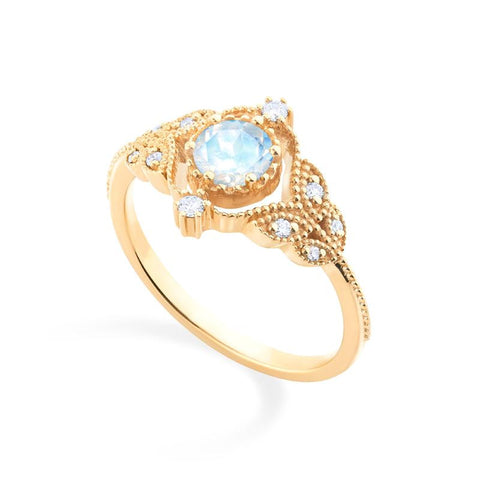 [Adeline] Vintage Rose Ring in Moonstone Women's Ring michelliafinejewelry   