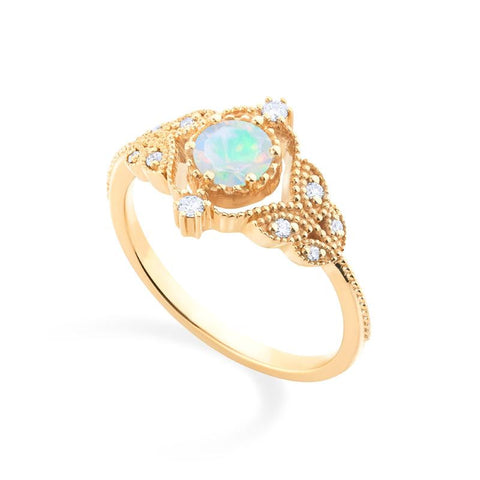 [Adeline] Vintage Rose Ring in Opal Women's Ring michelliafinejewelry   