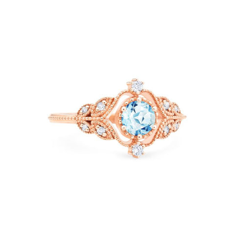 [Adeline] Vintage Rose Ring in Aquamarine Women's Ring michelliafinejewelry   
