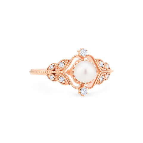 [Adeline] Vintage Rose Ring in Akoya Pearl Women's Ring michelliafinejewelry   