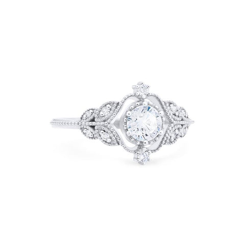 [Adeline] Vintage Rose Engagement Ring in Diamond / Moissanite Women's Ring michelliafinejewelry   