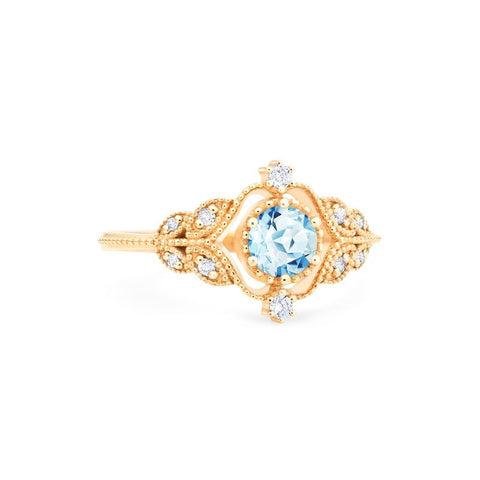 [Adeline] Vintage Rose Ring in Aquamarine Women's Ring michelliafinejewelry   