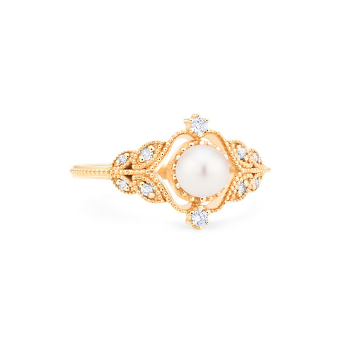 [Adeline] Vintage Rose Ring in Akoya Pearl Women's Ring michelliafinejewelry   