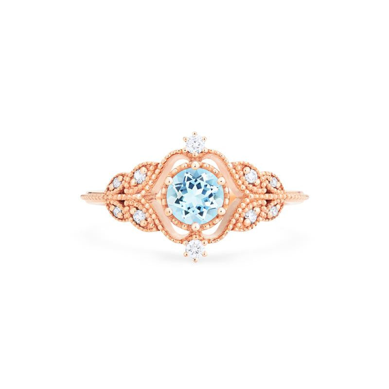 [Adeline] Vintage Rose Ring in Aquamarine Women's Ring michelliafinejewelry   