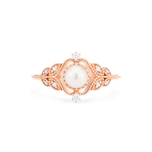 [Adeline] Vintage Rose Ring in Akoya Pearl Women's Ring michelliafinejewelry   