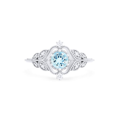 [Adeline] Vintage Rose Ring in Aquamarine Women's Ring michelliafinejewelry   